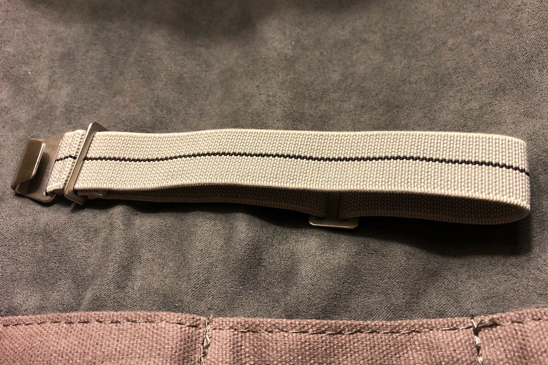 Parachute Style Elastic Watch Straps - Gray with Black Stripe - American Microbrand