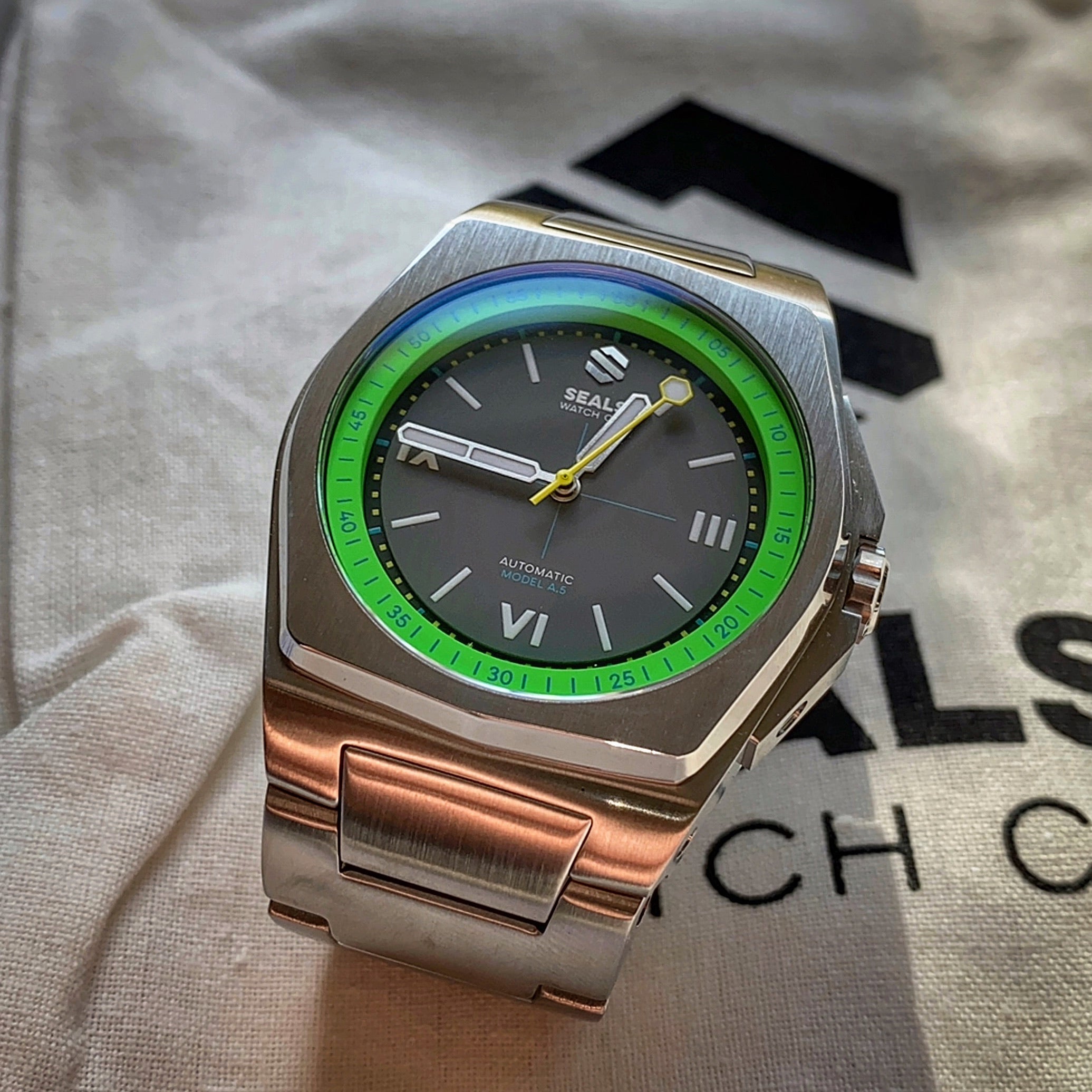 Seals Model A.5 Acid Green – Final 3-Piece Collab Watch | $850