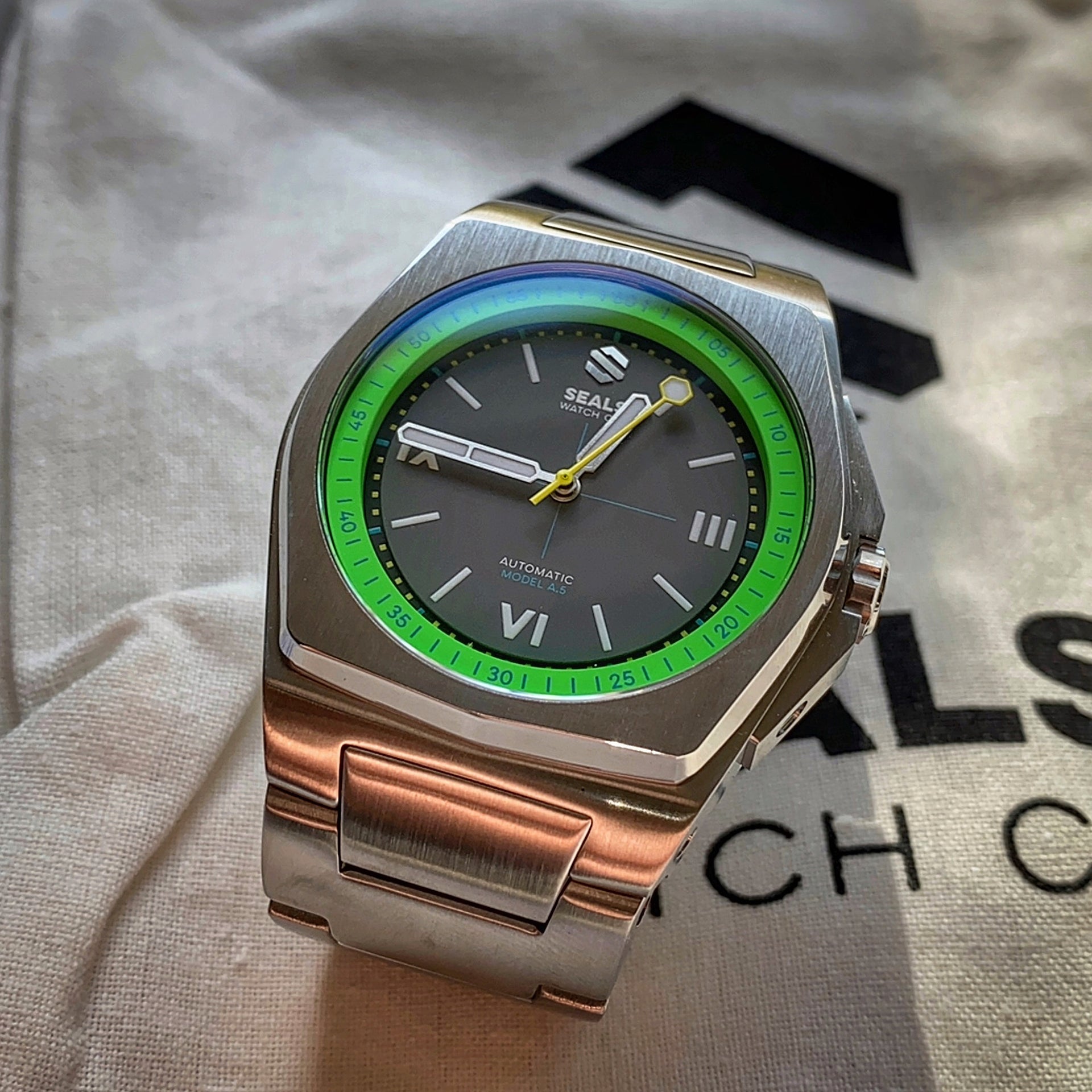 Model A.5 Automatic Wrist Watch - Acid Green - Seals Watch Co
