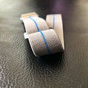 Parachute Style "No Pass" Elastic Watch Strap - Gray with Blue Stripe - American Microbrand