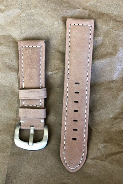 Tan Leather Watch Strap For Field Watch, 22mm, Panerai Style - American Microbrand
