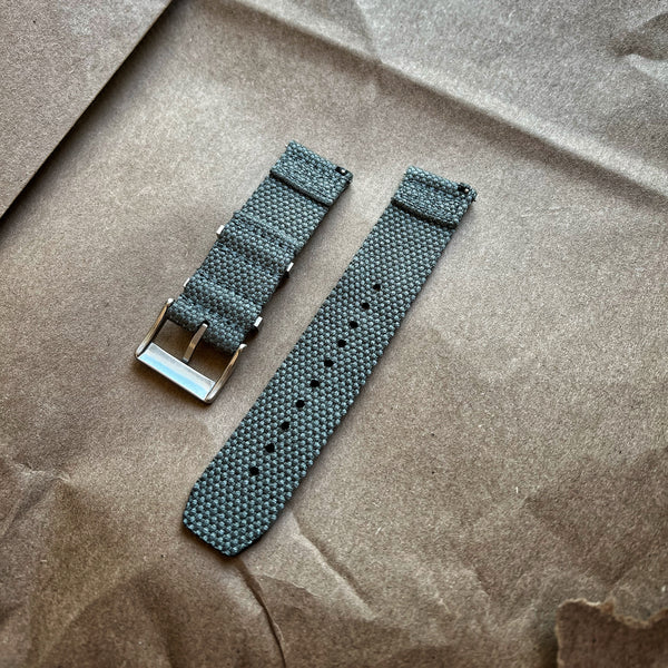 Two-Piece Zulu Style Fog Gray Watch Strap, 22mm Watch Band