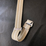 Parachute Style "No Pass" Elastic Watch Strap - Khaki with White Stripe - American Microbrand