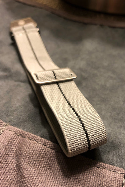 Parachute Style Elastic Watch Straps - Gray with Black Stripe - American Microbrand