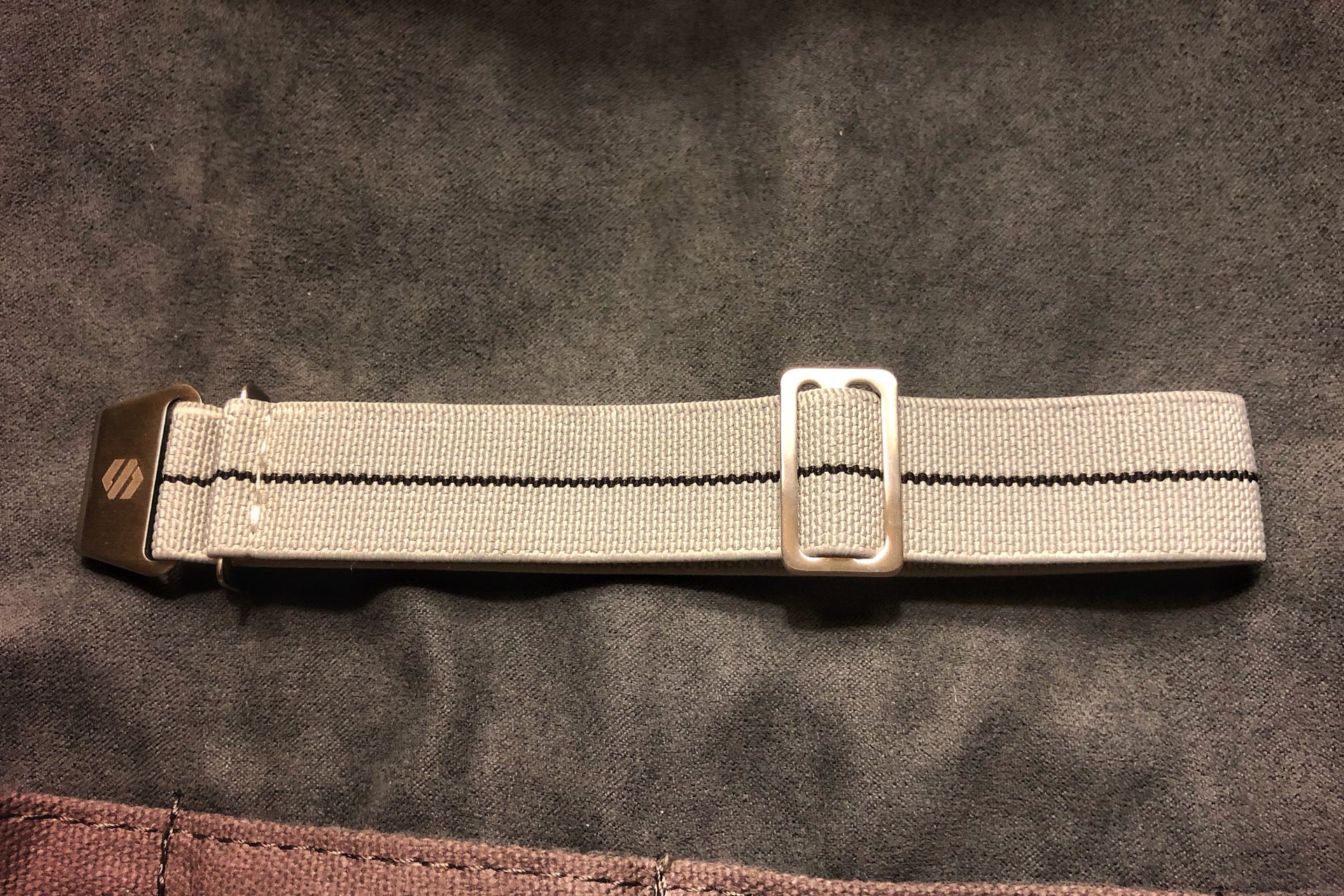 Parachute Style Elastic Watch Straps - Gray with Black Stripe - American Microbrand