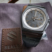 Jet Black With White Dial Ring / Brushed Black Dial on Bracelet - Seals Watch Co