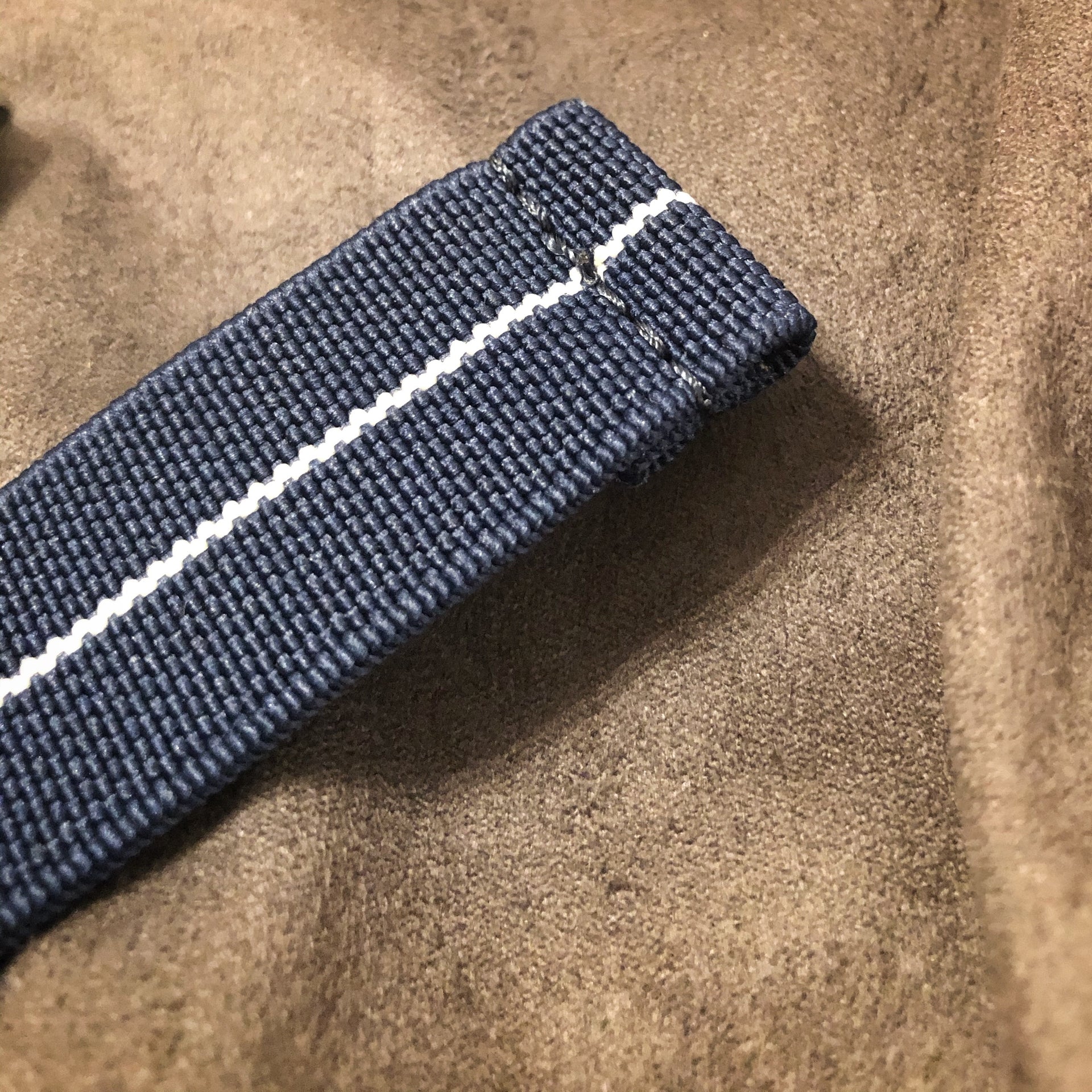 Parachute Style Elastic “No Pass” Watch Straps - Navy Blue and White Stripe - American Microbrand