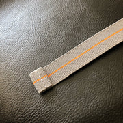 Parachute Style "No Pass" Elastic Watch Strap - Gray with Orange Stripe - American Microbrand