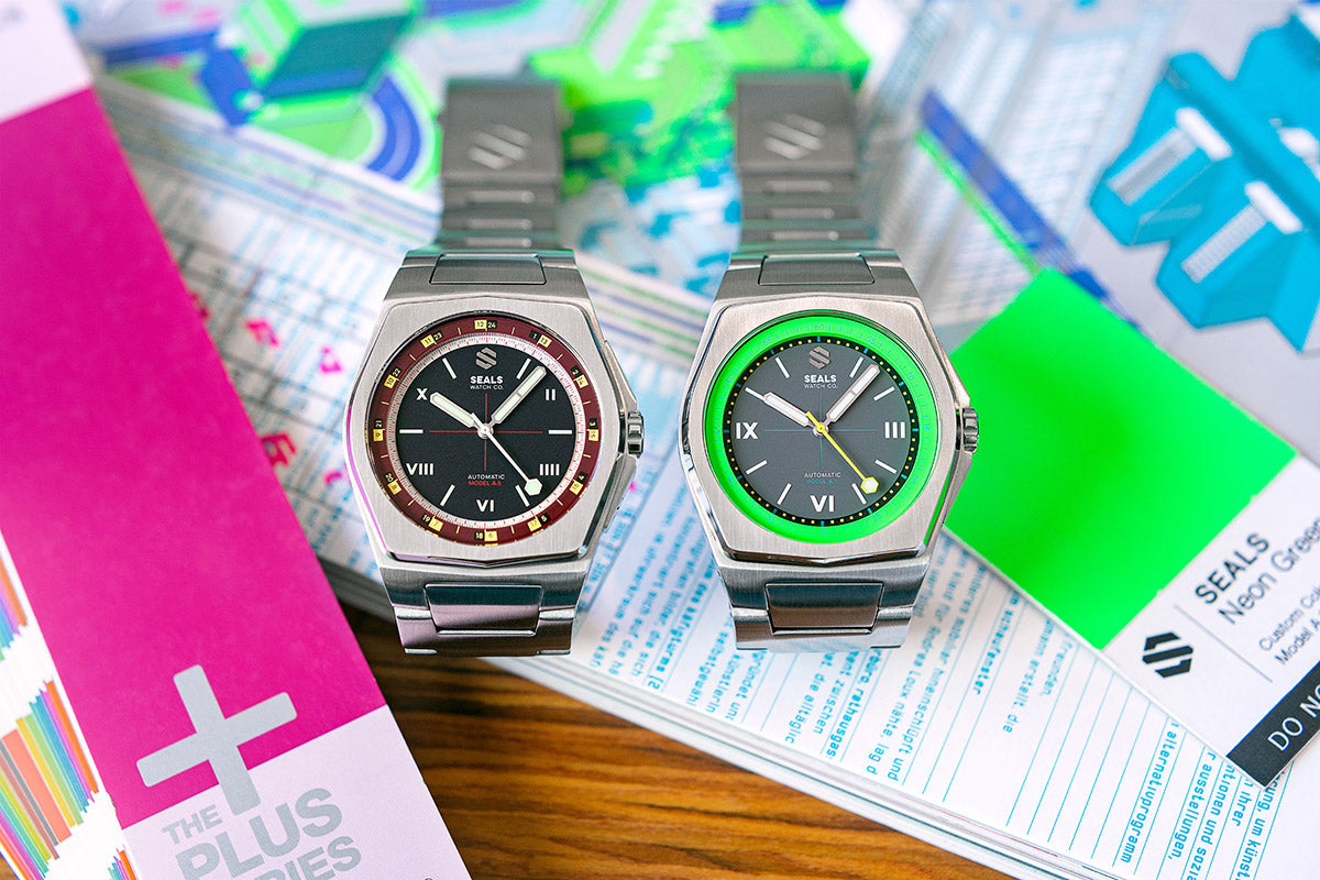 Model A.5 Automatic Wrist Watch - Burgundy Roulette - American Microbrand