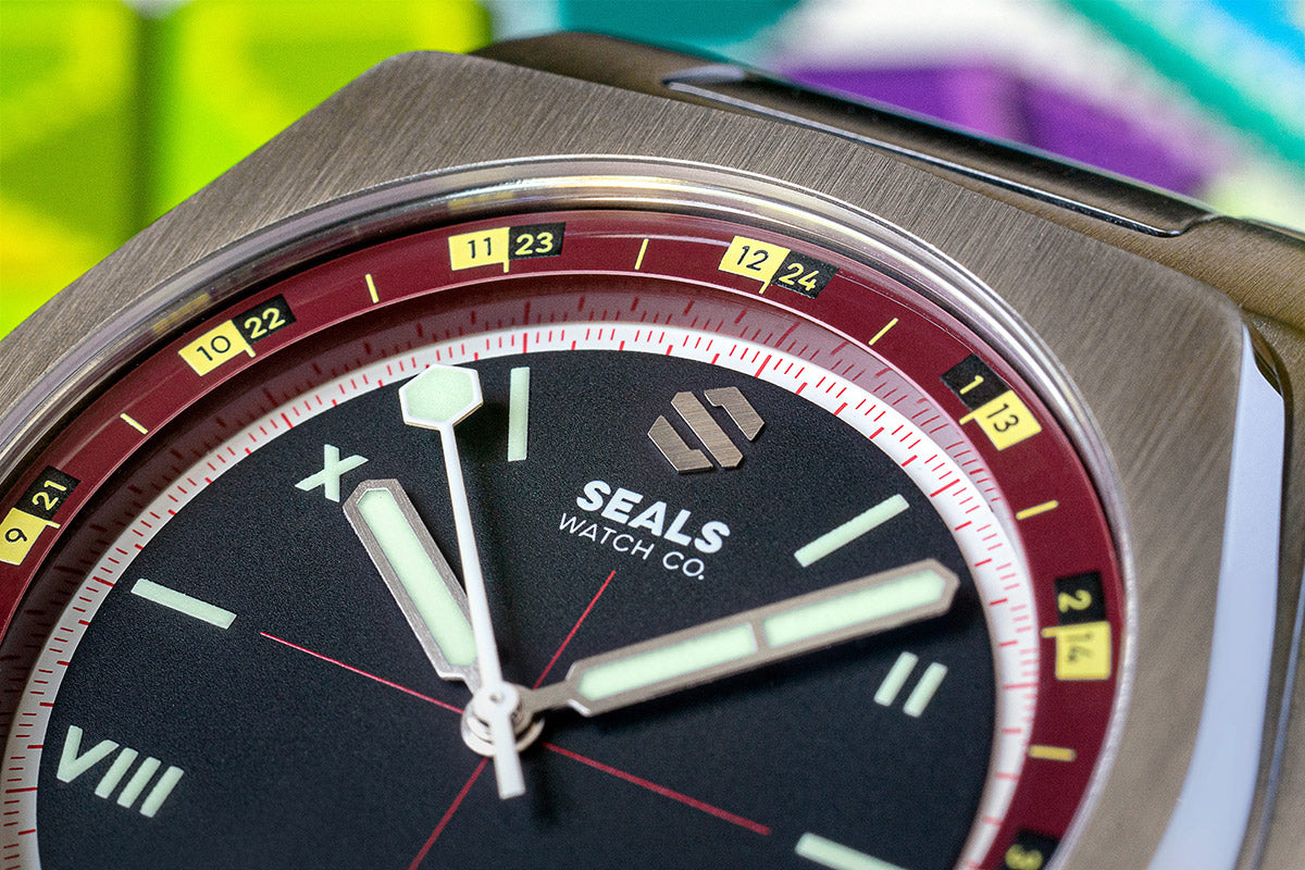 Model A.5 Automatic Wrist Watch - Burgundy Roulette - American Microbrand